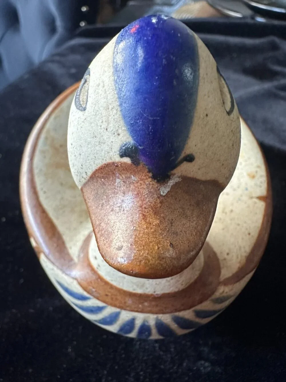 Vintage Mexican Signed Tonala Mexican Pottery Bird Duck Handpainted Folk Art